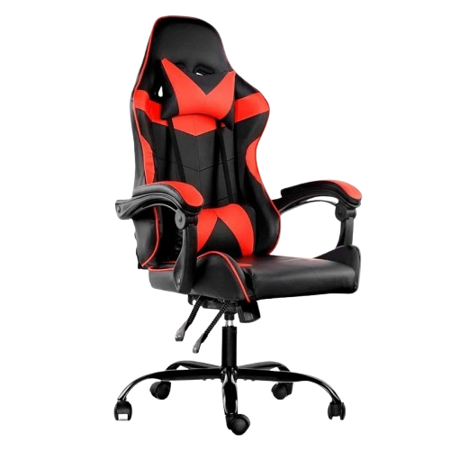 Silla Gamer ROJA/NEGRA CON BASE EN METAL